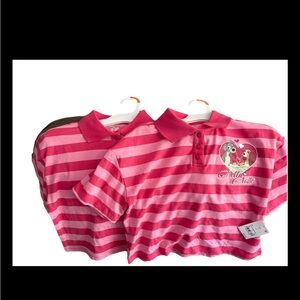 Pink Striped Polo Top for Kids girls small 6/7 2 shirts
New with tags